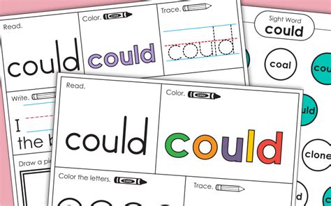 Sight Word Could Worksheets