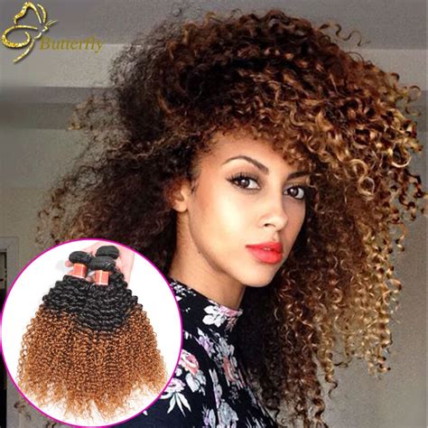 Ombre Malaysian Curly Hair 3 Bundles Blonde Ombre Weave Malaysian Kinky