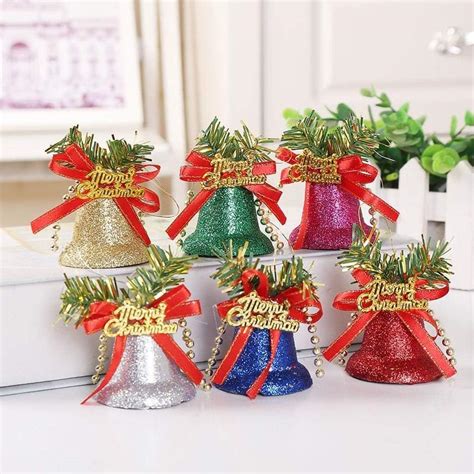Dsdecor 6pcs Christmas Bell Decorations Colorful Hanging Bell Ornaments