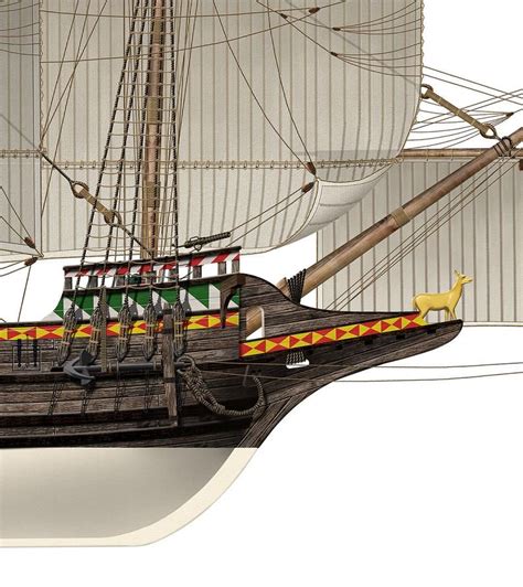 Golden Hind 1577 Tudor Galleon Profile Artwork A3 Glossy Etsy In 2021