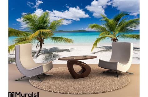 Palm Tree Tropical Island Beach Wall Mural