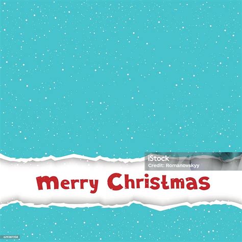 Christmas Congratulation Torn Blue Paper Stock Illustration Download