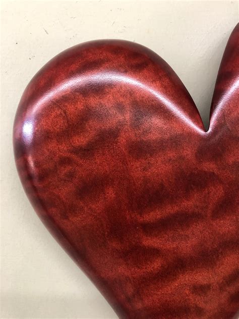 Red Wooden Heart Art Wood Carving Wall Unique Wedding T Present