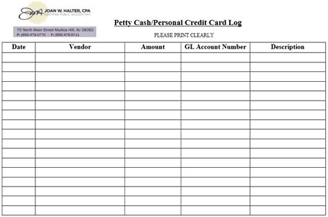 Printable Petty Cash Sheet