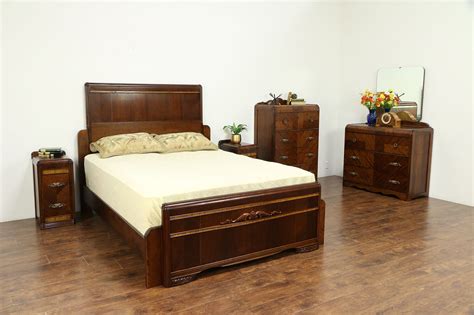 My mom is downsizing and we want to sell some of her old furniture. Art Deco Waterfall Queen Size 5 Pc. Vintage 1930's Bedroom ...