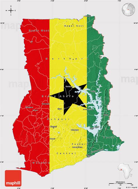 Flag Map Of Ghana Flag Aligned To The Middle