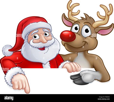 Santa Claus And Reindeer Cartoon