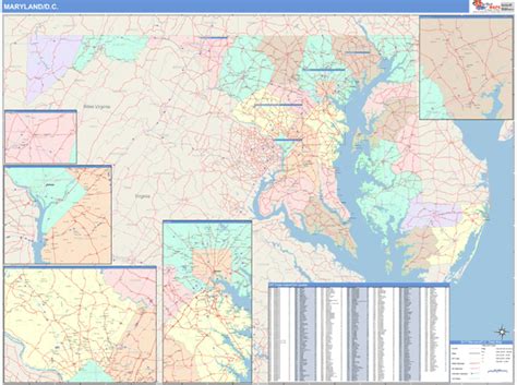 Maryland Wall Map Color Cast Style By Marketmaps