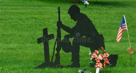 Personalized Wall Art Kneeling Soldier Silhouette At Cross Memorial