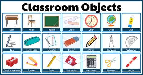 Classroom Objects List Classroom Objects Vocabulary In English With Pictures Games4esl
