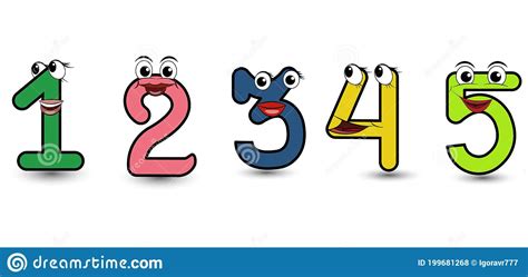 Funny Hand Drawn Cartoon Styled Alphabet Font Colorful Numbers 1 2 3 4