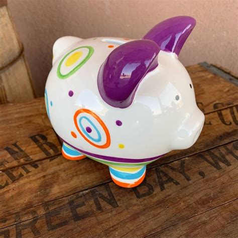 Ceramic Colorful Piggy Bank Etsy