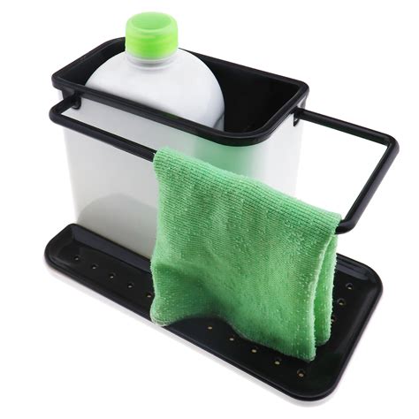 Kitchen Bathroom Plastic Sponge Holder Sink Soap Drainer Rack Organizer