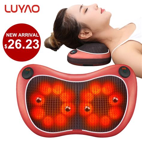 Luyao 168 Rollers Shiatsu Heating Neck Massage Pillow Car Home Electrical Magnet Body Back