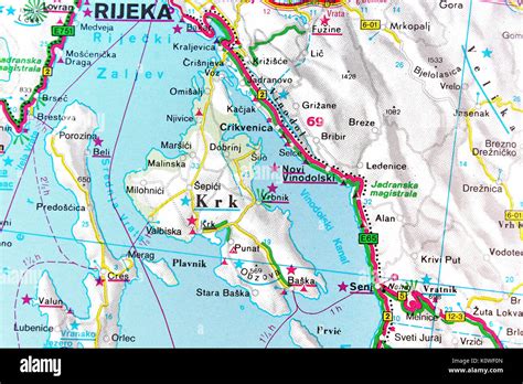 Rijeka Krk Novi Vinodolski Baska Senj Mappa Mappa Della Città Mappa