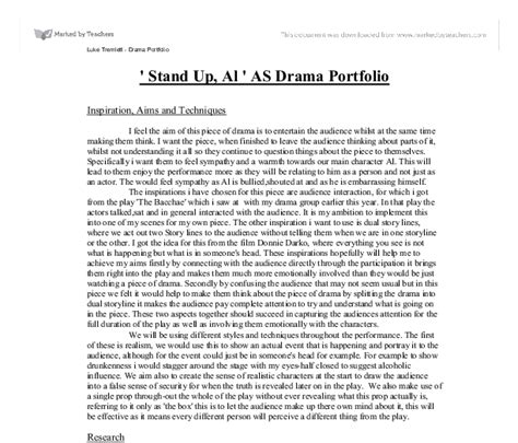 Stand Up Al As Drama Portfolio A Level Drama Marked By