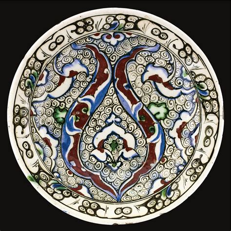 An Iznik Polychrome Pottery Dish Turkey Circa Islamic Art