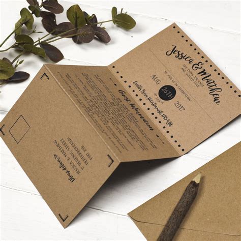 Brush Lettered Folded Wedding Invitation By Russet And Gray