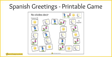 Spanish Greetings Game Printable Board Spanish Playground