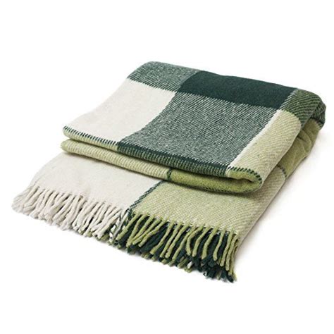 Luxury Plaid Throw Green Blanket Soft Warm Tartan Wool Twin Plaid
