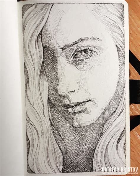 Girl portrait - Quick sketch - Figure Drawing by Dimitar Hristov - 54ka