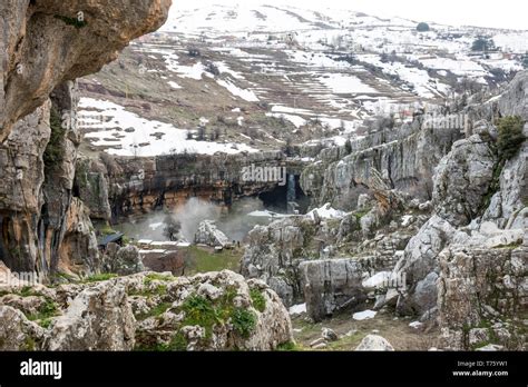 The Baatara Gorge Waterfall Tannourine Lebanon Stock Photo Alamy