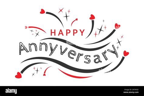 Happy Anniversary Lettering Logo With Star And Heart Icon Typography