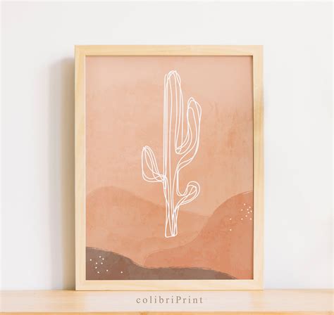 Modern Landscape Terracotta Bohemian Arizona Cactus Print Etsy