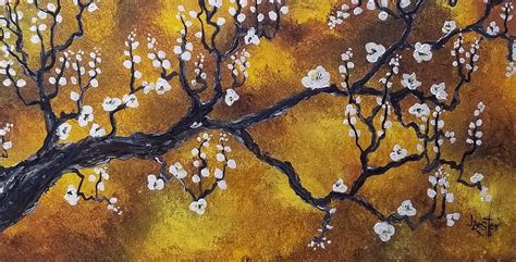 Golden Sakura Painting By Jj Burton Fine Art America