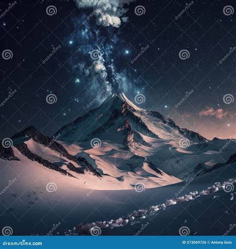 Fictional Representations Of Snowy Mountains In Starry Night