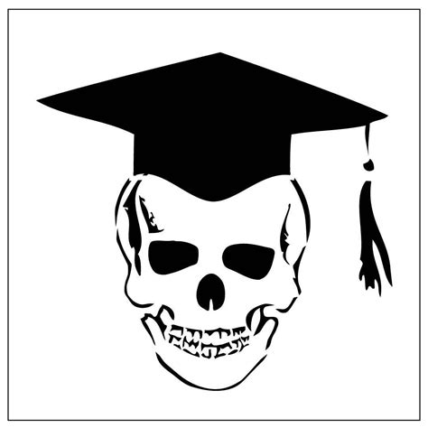 Skull With Graduation Cap Instant Download By Pearldesignstudio