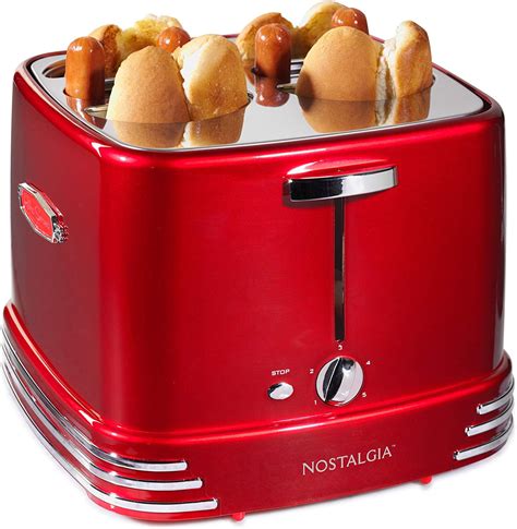 Nostalgia Rhdt800retrored Retro Pop Up Hot Dog Toaster 4 Link And 4