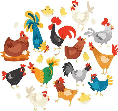 Cartoon Chickens Set 27580252 Vector Art At Vecteezy