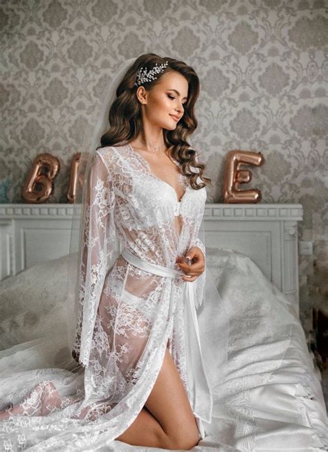 Lace Bridal Robe Sheer Robe Long Lace Robe Floor Length Etsy