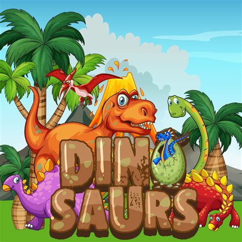 Scene With Dinosaurs In The Park Download Free Vectors