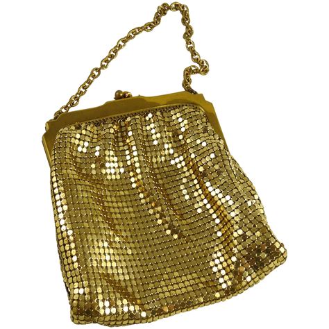 Vintage Whiting And Davis Gold Mesh Bag In Original Box Sequin Clutch