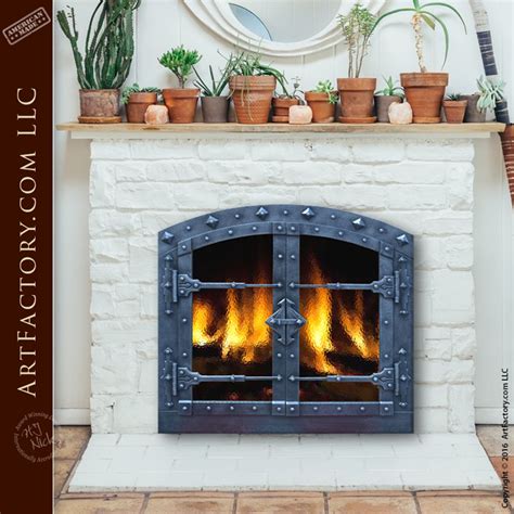 Is there anything cozier than cranking up your fireplace on this available iron fire screen was made by us at legacy antiques in dallas. Custom Hand Forged Fireplace Doors: Fine Art Quality ...