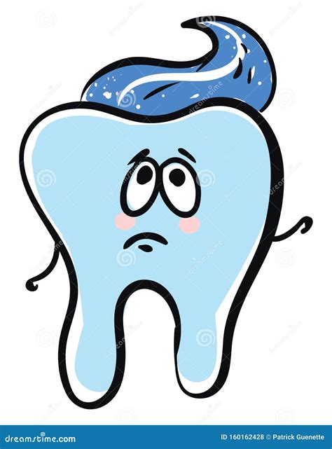 Emoji Of The Drawing Of A Sad Tooth With Paste Vector Or Color