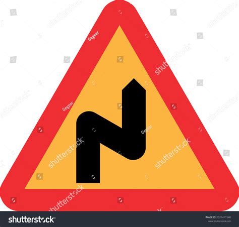 Vector Road Sign Double Bend First To The Right Royalty Free Stock