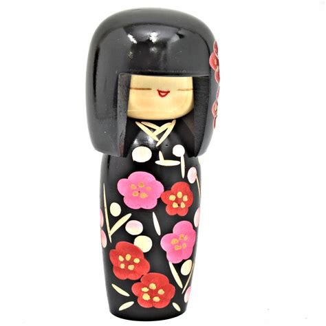 Carved Cherry Blossoms Kokeshi Doll Old Kyoto
