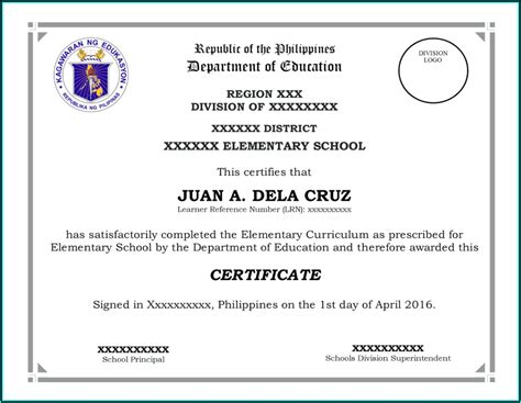 Diploma Certificate Template Deped Template 2 Resume Examples