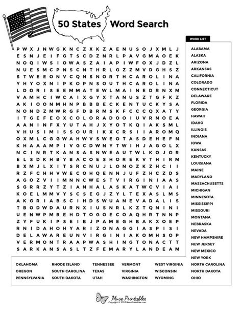 Printable 50 States Word Search Free Printable Word Searches Word