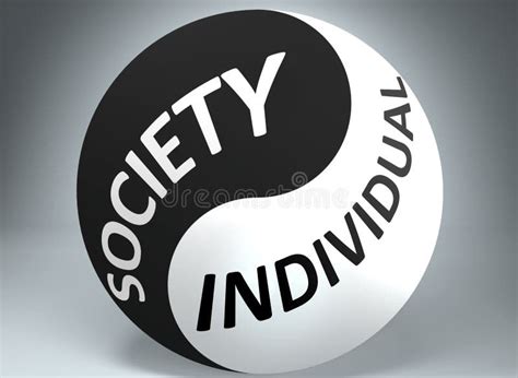 Society And Individual In Balance Pictured As Words Society