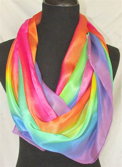 Pastel Rainbow Silk Scarf Shawlt For Her Pastel Scarf By