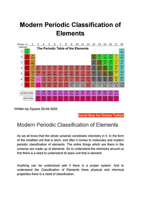 Modern Periodic Classification Of Elements By Ziyyara Edu Issuu