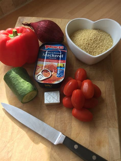 Divide the couscous between 2 plates and top with the mackerel and the lightly pickled cucumber ribbons. Spicy tomato mackerel and couscous salad with Princes ...