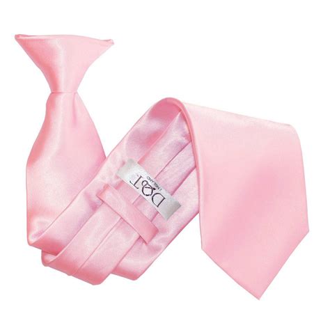 Mens Plain Baby Pink Satin Clip On Tie