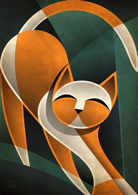 Cats On Behance Cat Art Illustration Abstract Art Painting Cubist Art