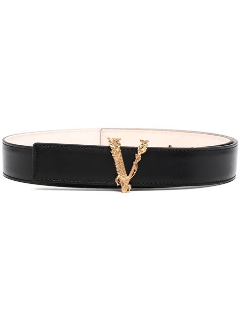 Versace Virtus Buckle Leather Belt Farfetch Black Leather Belt