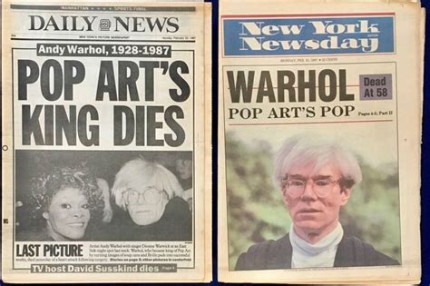Warhol Dies Set Of 5 Ny Newspapers From A Unique Collection Of More
